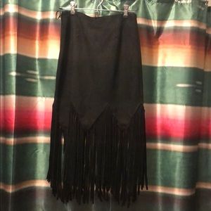Fringe suede skirt